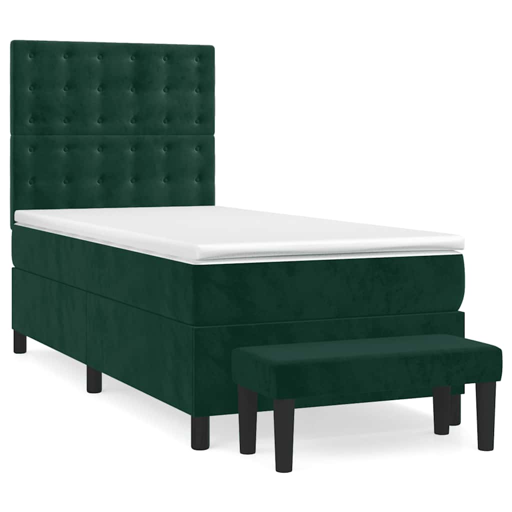 Boxspringbett mit Matratze Dunkelgrün 90x190 cm Samt