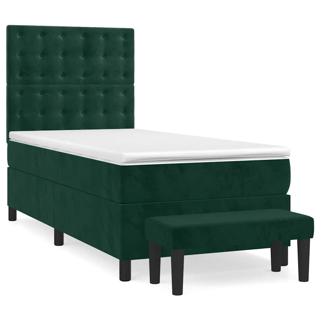 Boxspringbett mit Matratze Dunkelgrün 90x200 cm Samt