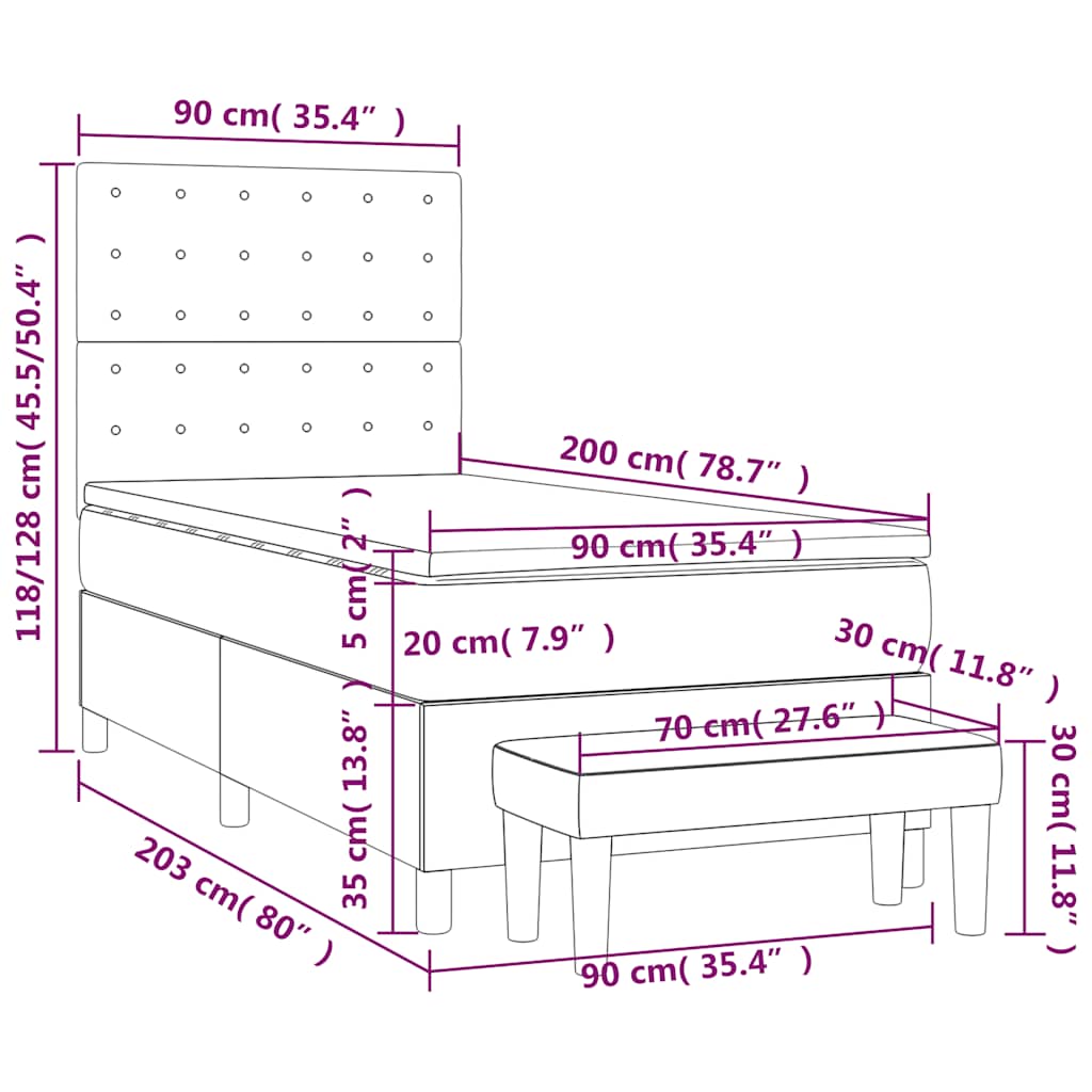 Boxspringbett mit Matratze Dunkelgrün 90x200 cm Samt