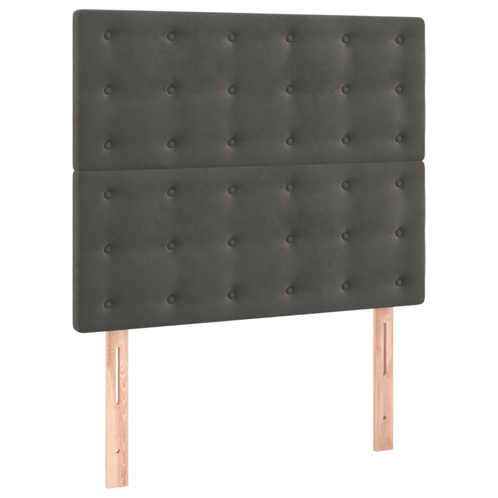 Sommier tapissier avec matelas gris foncé 100x200 cm velours