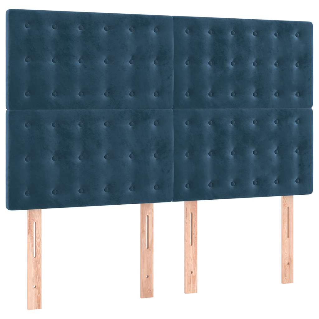 Boxspringbett mit Matratze Dunkelblau 140x200 cm Samt