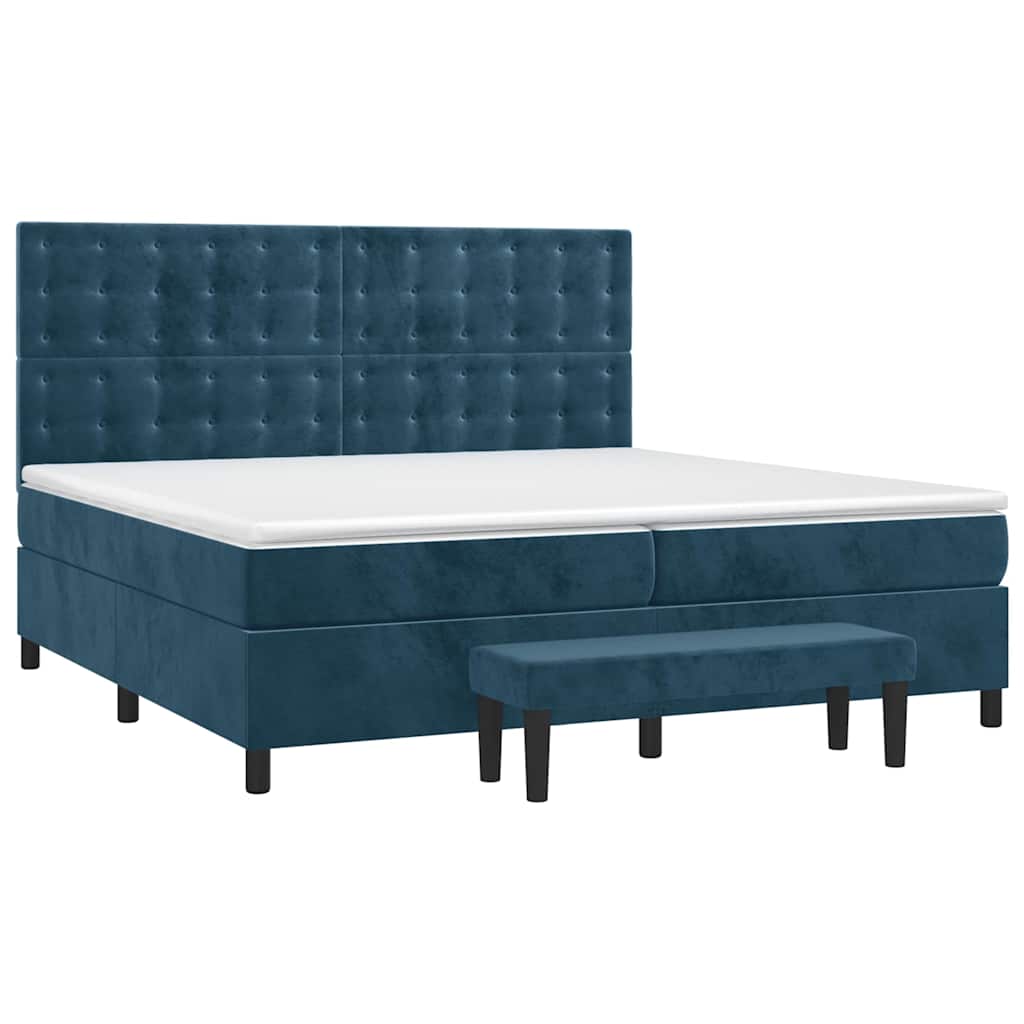 Boxspringbett mit Matratze Dunkelblau 200x200 cm Samt