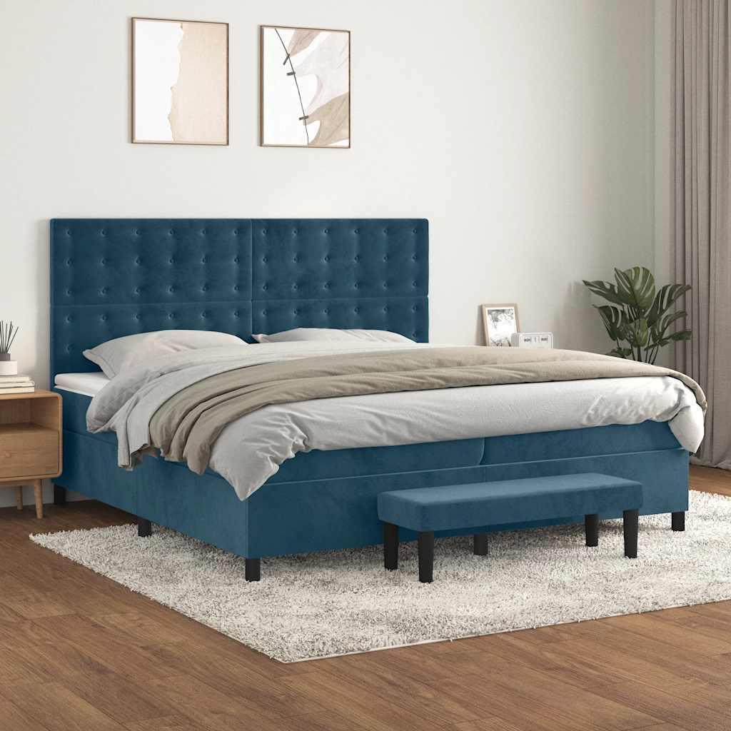 Boxspringbett mit Matratze Dunkelblau 200x200 cm Samt