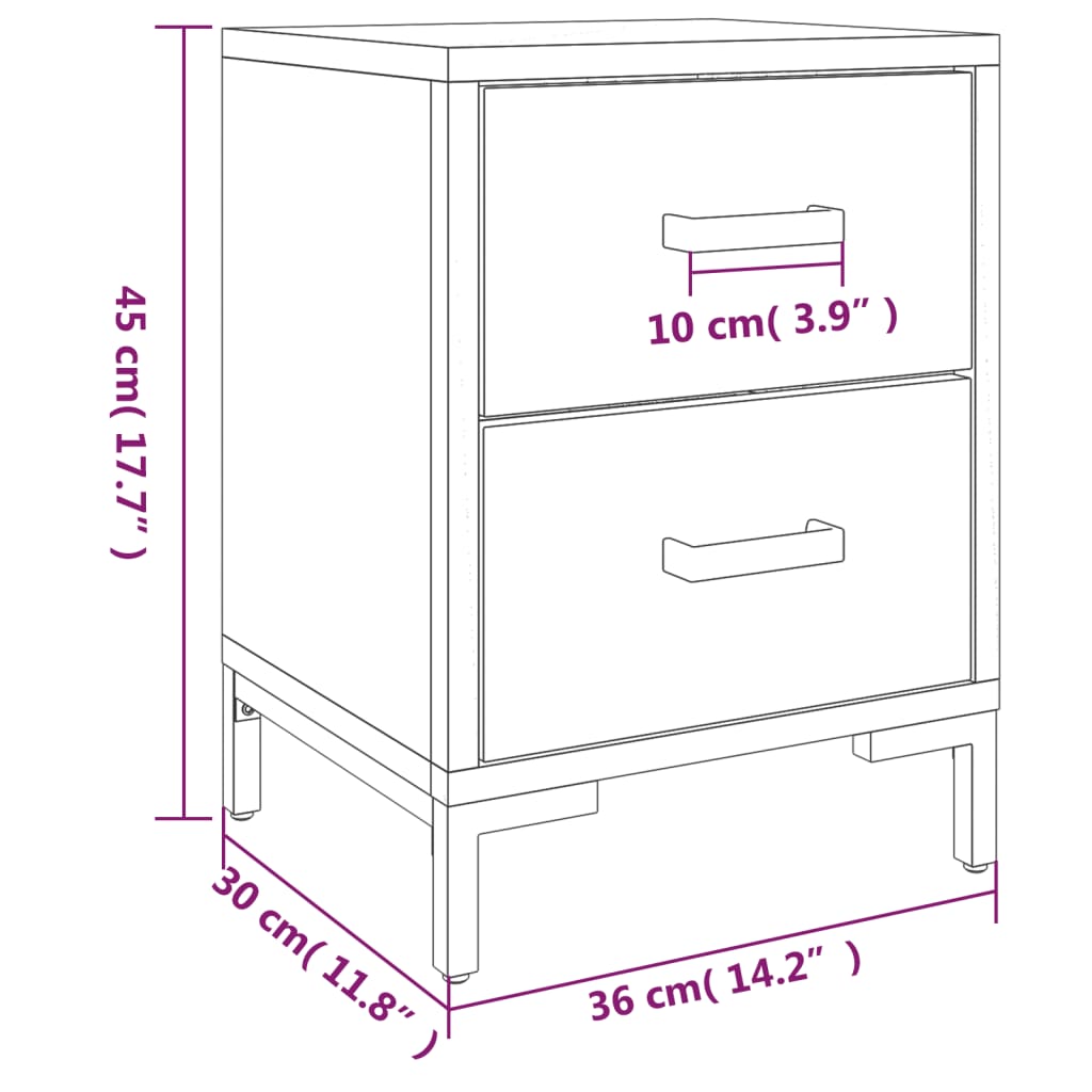 Tables de chevet, lot de 2, noir, 36 x 30 x 45 cm, pin massif