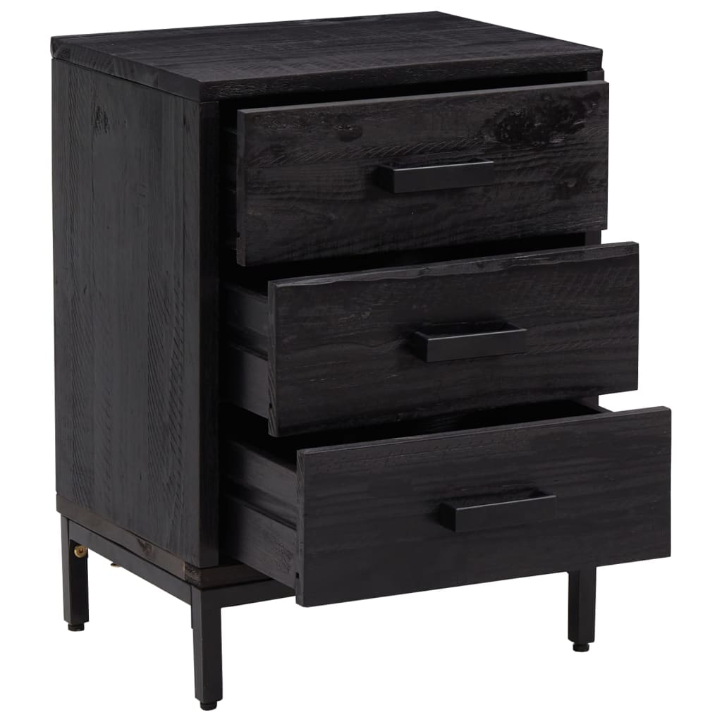 Nachttische 2 Stk. Schwarz 40x30x55 cm Massivholz Kiefer