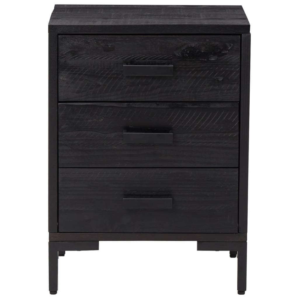 Nachttische 2 Stk. Schwarz 40x30x55 cm Massivholz Kiefer