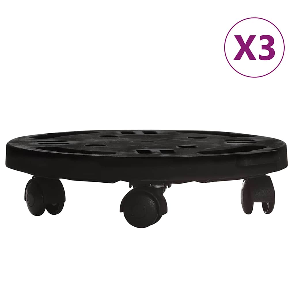 Pflanzenroller 3 Stk. 30 cm Durchmesser Schwarz 170 kg