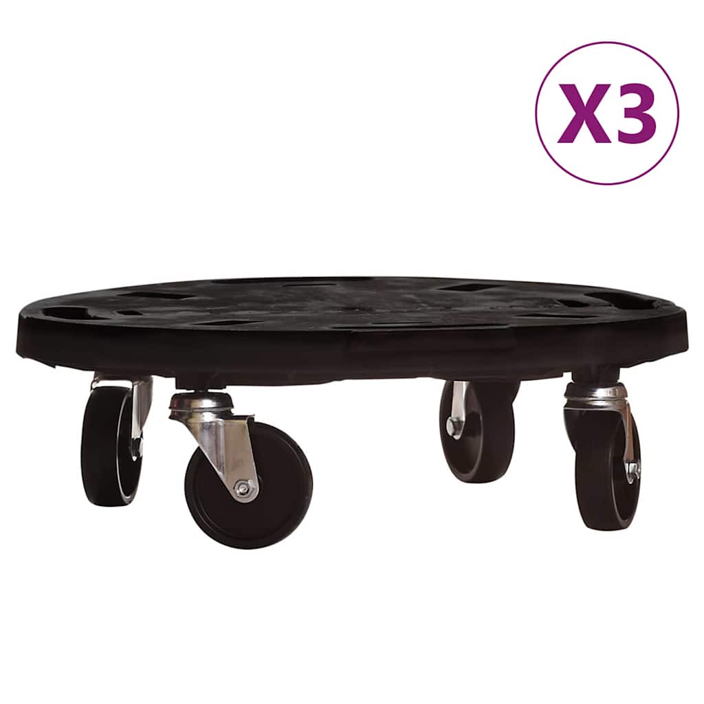 Pflanzenroller 3 Stk. 40 cm Durchmesser Schwarz 275 kg