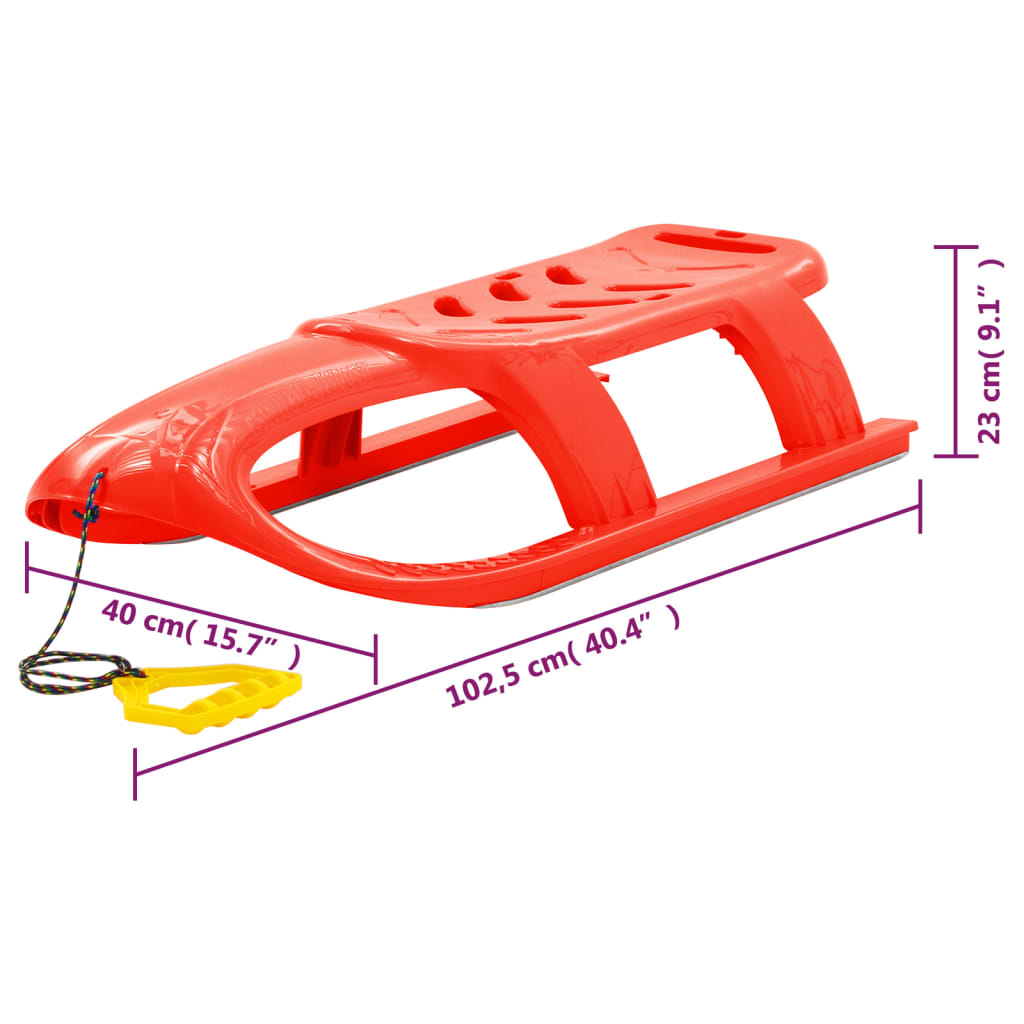 Luge pour enfants rouge 102,5x40x23 cm polypropylène