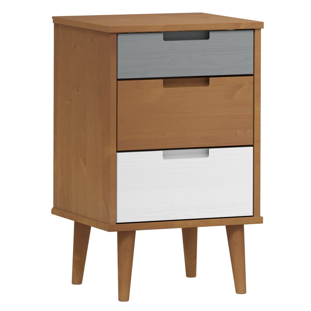 Table de chevet MOLDE marron 40x35x65 cm en bois de pin massif