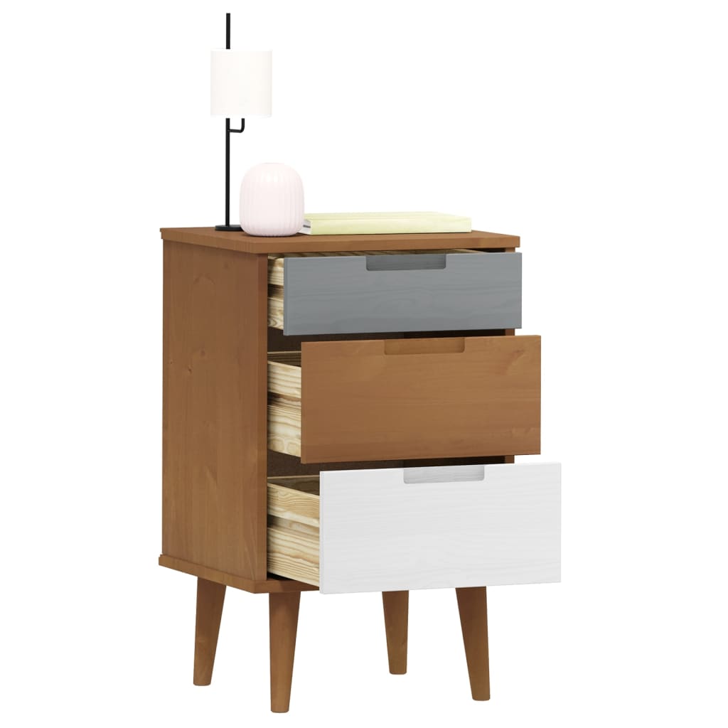 Table de chevet MOLDE marron 40x35x65 cm en bois de pin massif