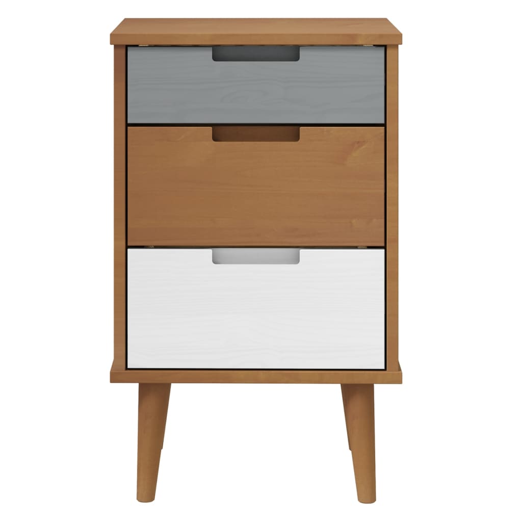 Table de chevet MOLDE marron 40x35x65 cm en bois de pin massif