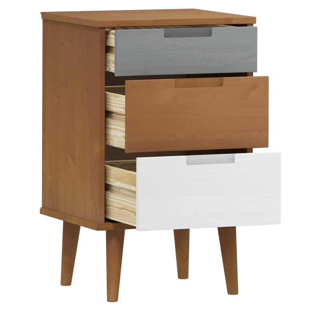 Table de chevet MOLDE marron 40x35x65 cm en bois de pin massif