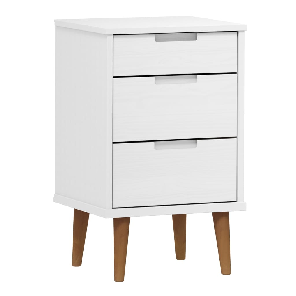 Table de chevet MOLDE blanche 40x35x65 cm en pin massif