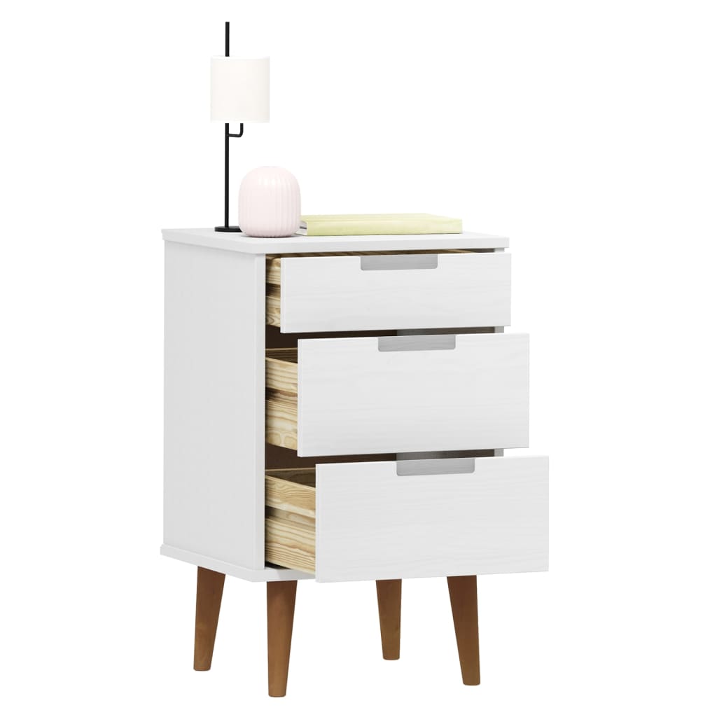 Table de chevet MOLDE blanche 40x35x65 cm en pin massif