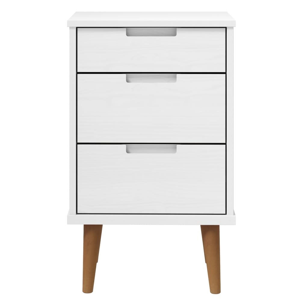 Table de chevet MOLDE blanche 40x35x65 cm en pin massif