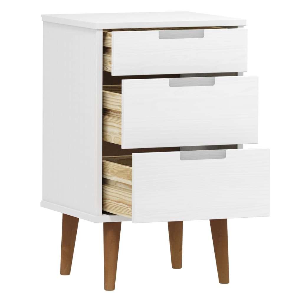 Table de chevet MOLDE blanche 40x35x65 cm en pin massif