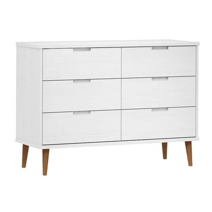 Schubladenschrank MOLDE Weiß 113x40x80 cm Massivholz Kiefer