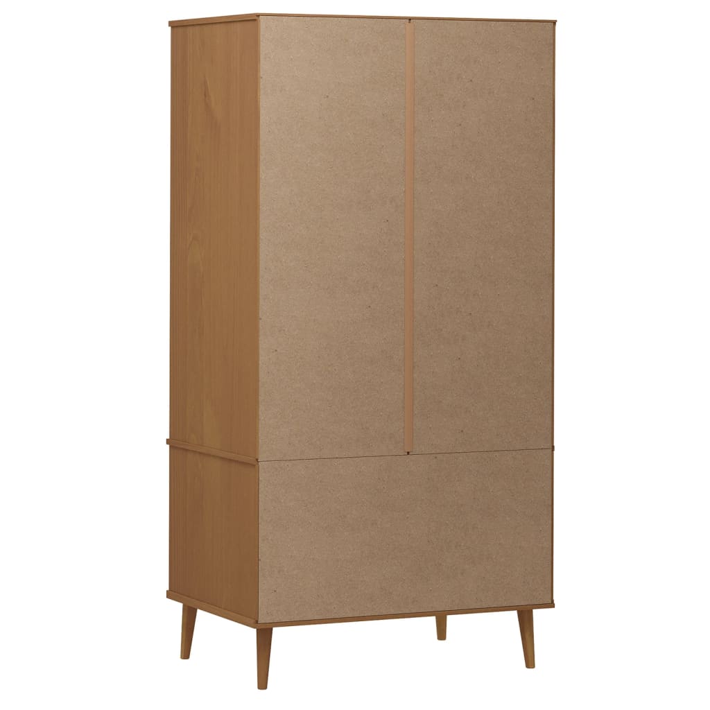 Wardrobe MOLDE Brown 90x55x175 cm solid pine wood