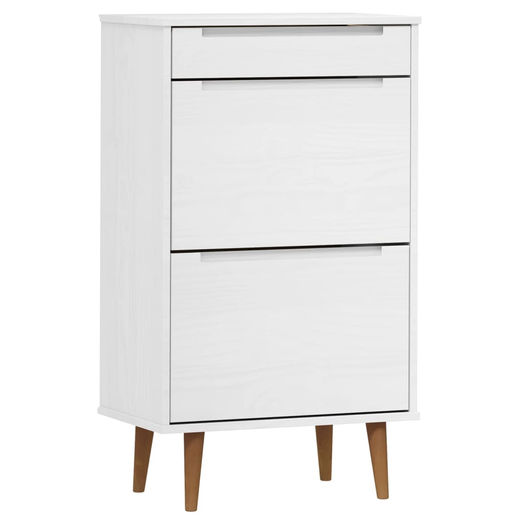 Shoe cabinet MOLDE white 59.5x35x103 cm solid pine wood