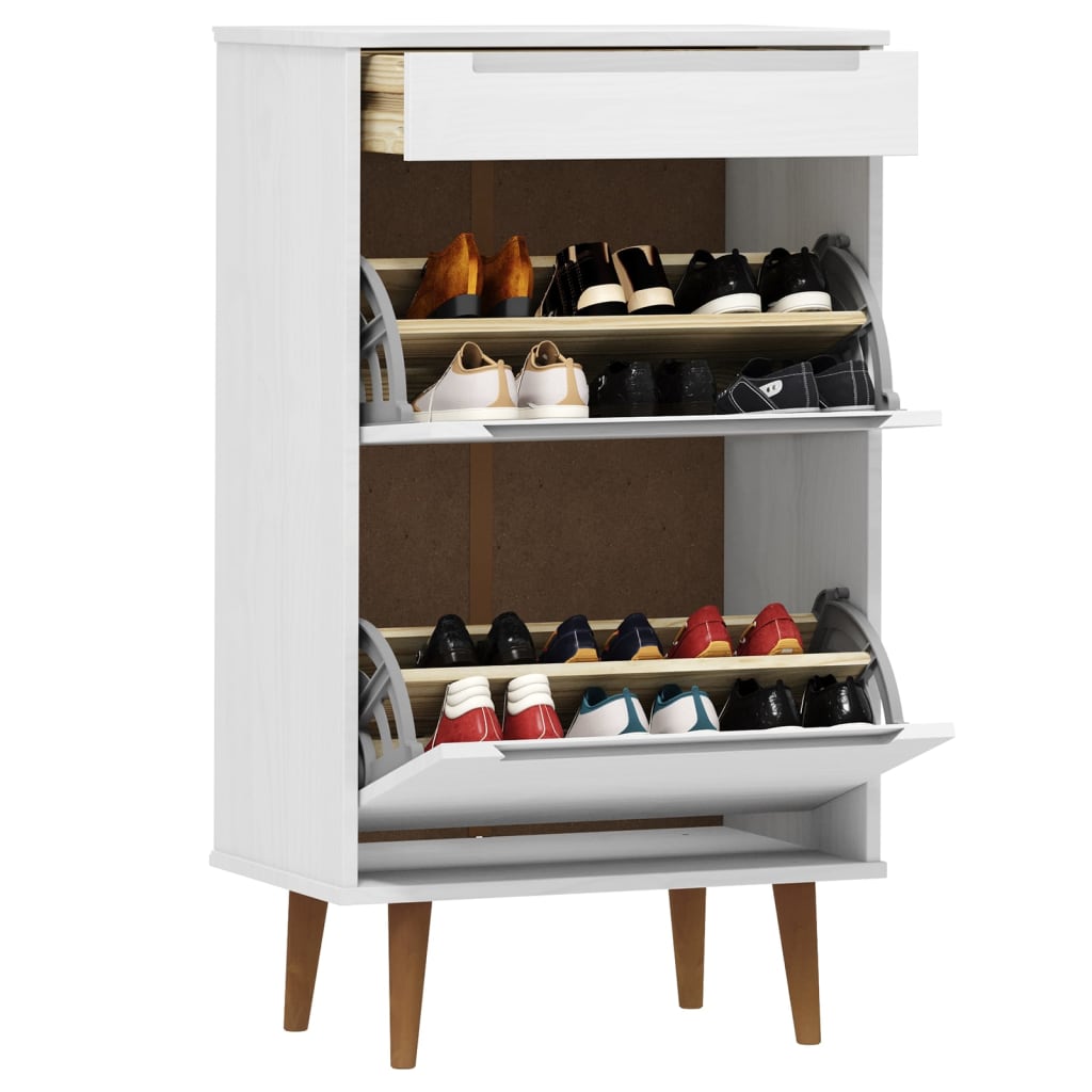 Shoe cabinet MOLDE white 59.5x35x103 cm solid pine wood
