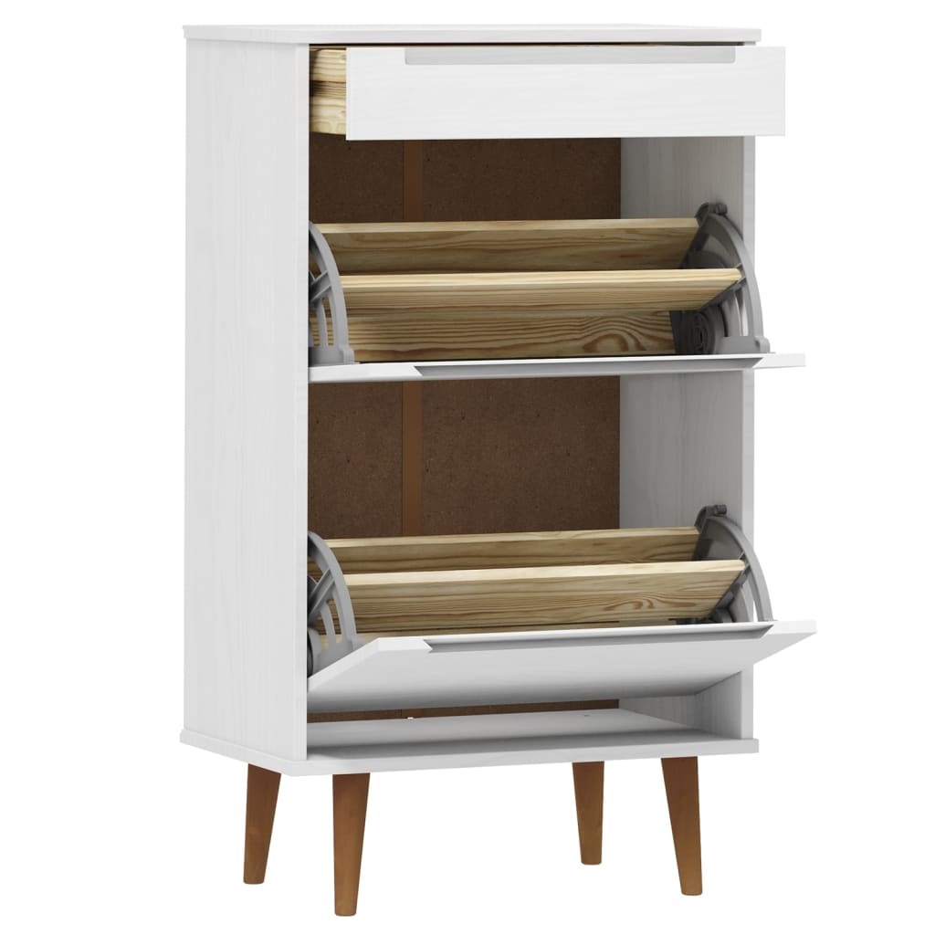 Shoe cabinet MOLDE white 59.5x35x103 cm solid pine wood