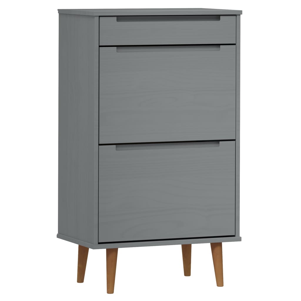 Shoe cabinet MOLDE grey 59.5x35x103 cm solid pine wood