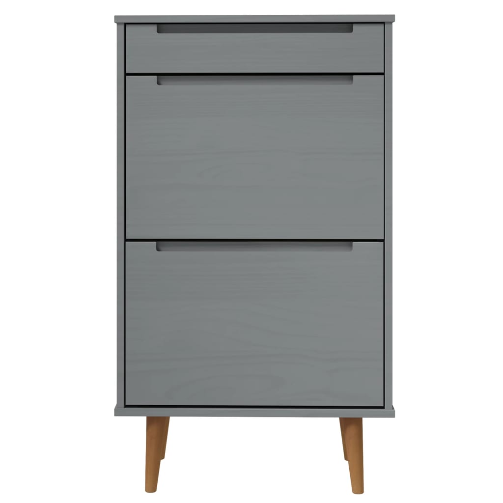 Shoe cabinet MOLDE grey 59.5x35x103 cm solid pine wood