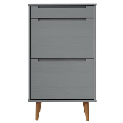 Schuhschrank MOLDE Grau 59,5x35x103 cm Massivholz Kiefer
