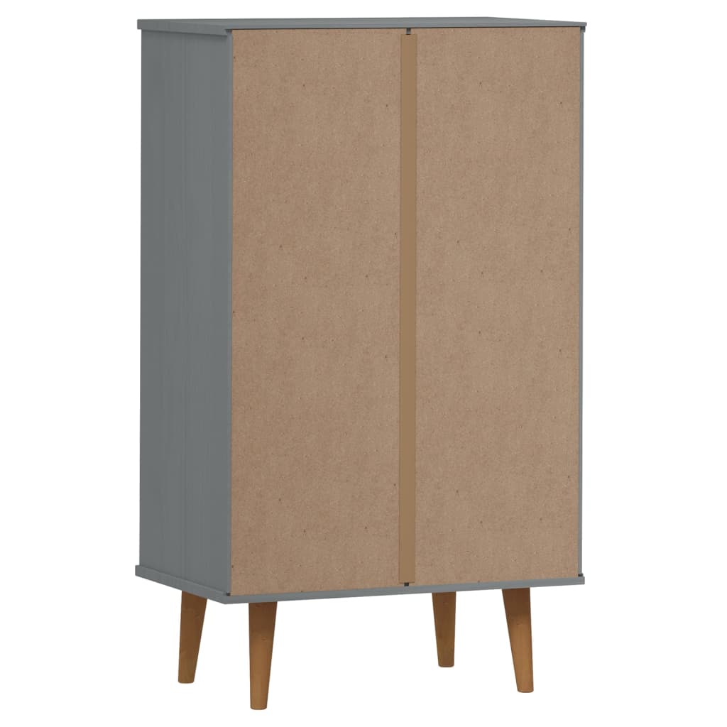 Shoe cabinet MOLDE grey 59.5x35x103 cm solid pine wood