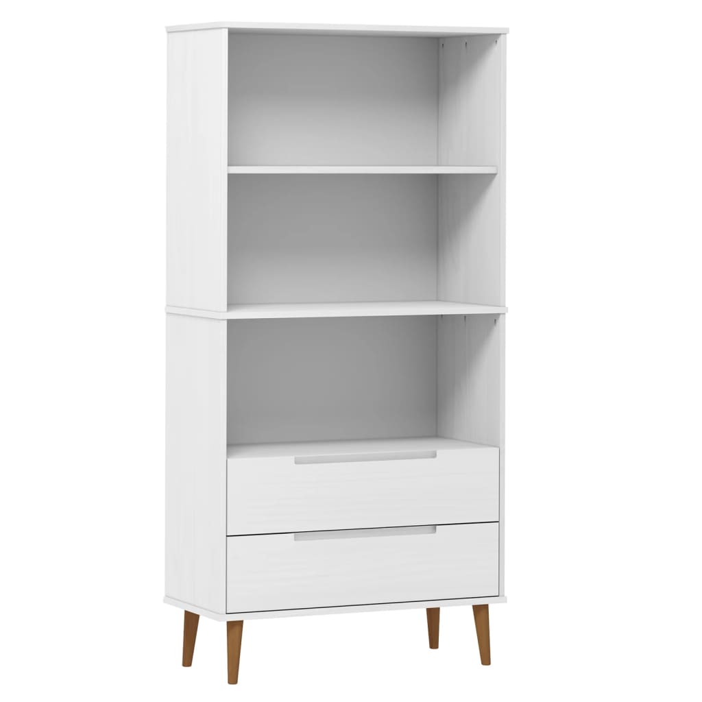 Bookcase MOLDE White 85x35x170.5 cm Solid Pine Wood
