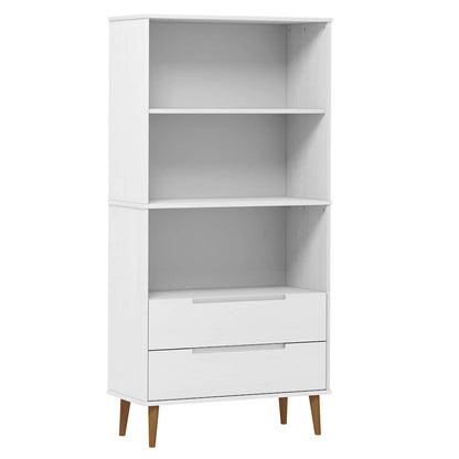 Bücherregal MOLDE Weiß 85x35x170,5 cm Massivholz Kiefer