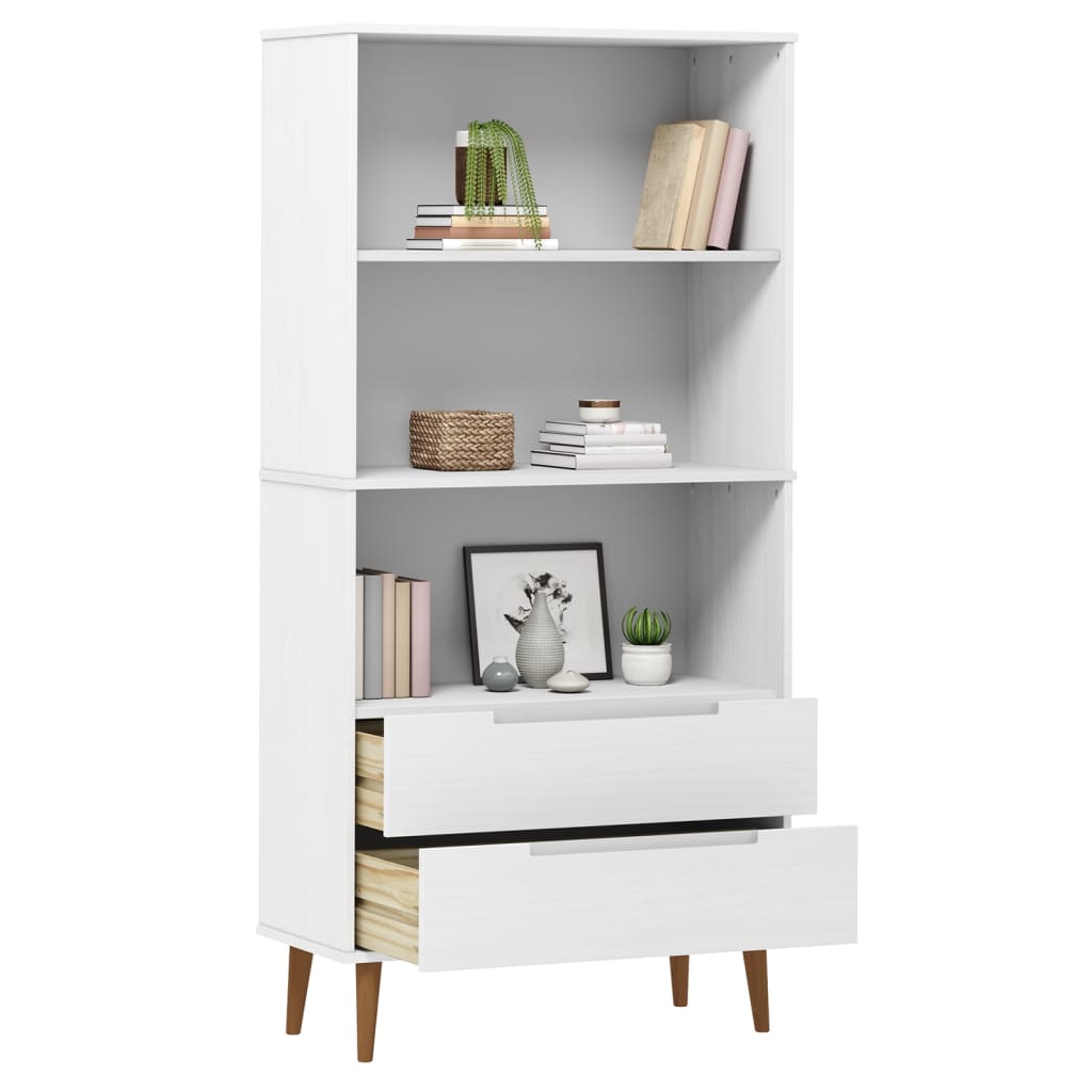 Bookcase MOLDE White 85x35x170.5 cm Solid Pine Wood