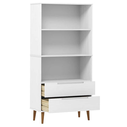 Bücherregal MOLDE Weiß 85x35x170,5 cm Massivholz Kiefer