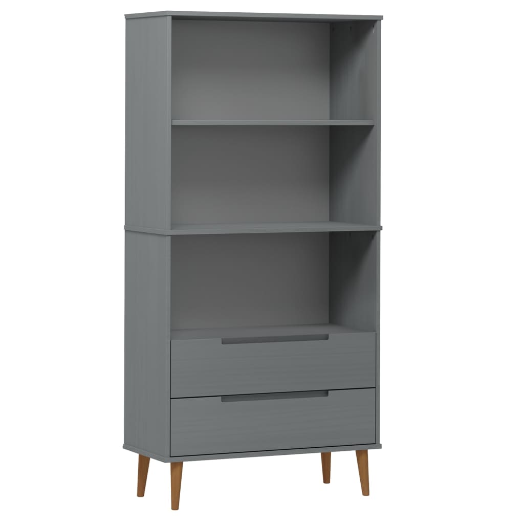 Bookcase MOLDE Grey 85x35x170.5 cm Solid Pine Wood