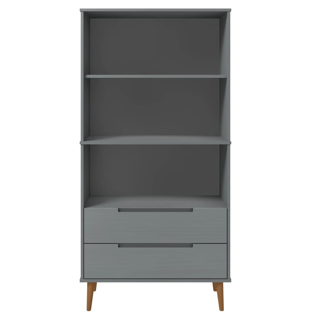 Bookcase MOLDE Grey 85x35x170.5 cm Solid Pine Wood