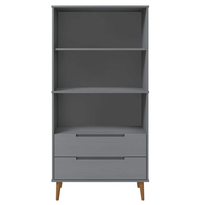 Bücherregal MOLDE Grau 85x35x170,5 cm Massivholz Kiefer