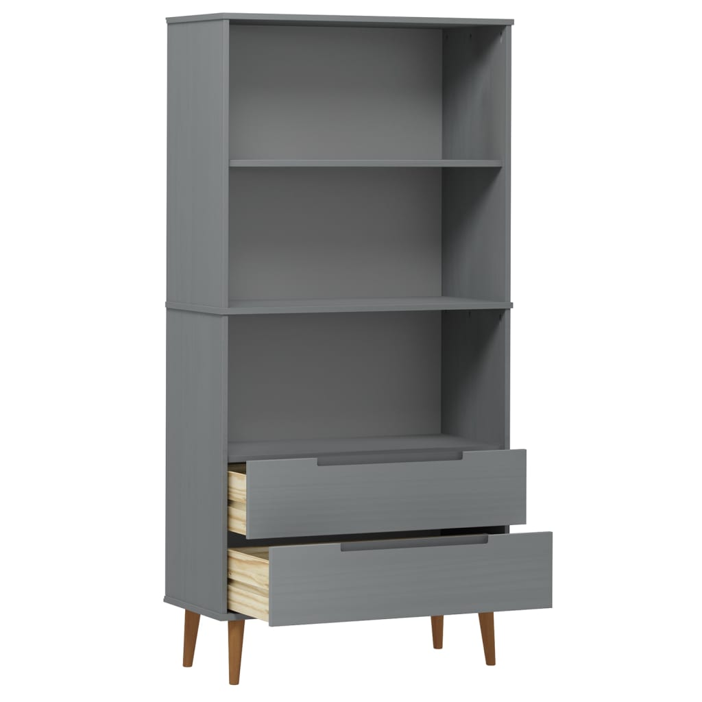 Bookcase MOLDE Grey 85x35x170.5 cm Solid Pine Wood