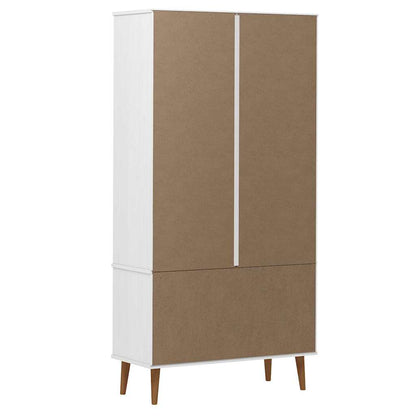 Vitrinenschrank MOLDE Weiß 90x35x175 cm Massivholz Kiefer