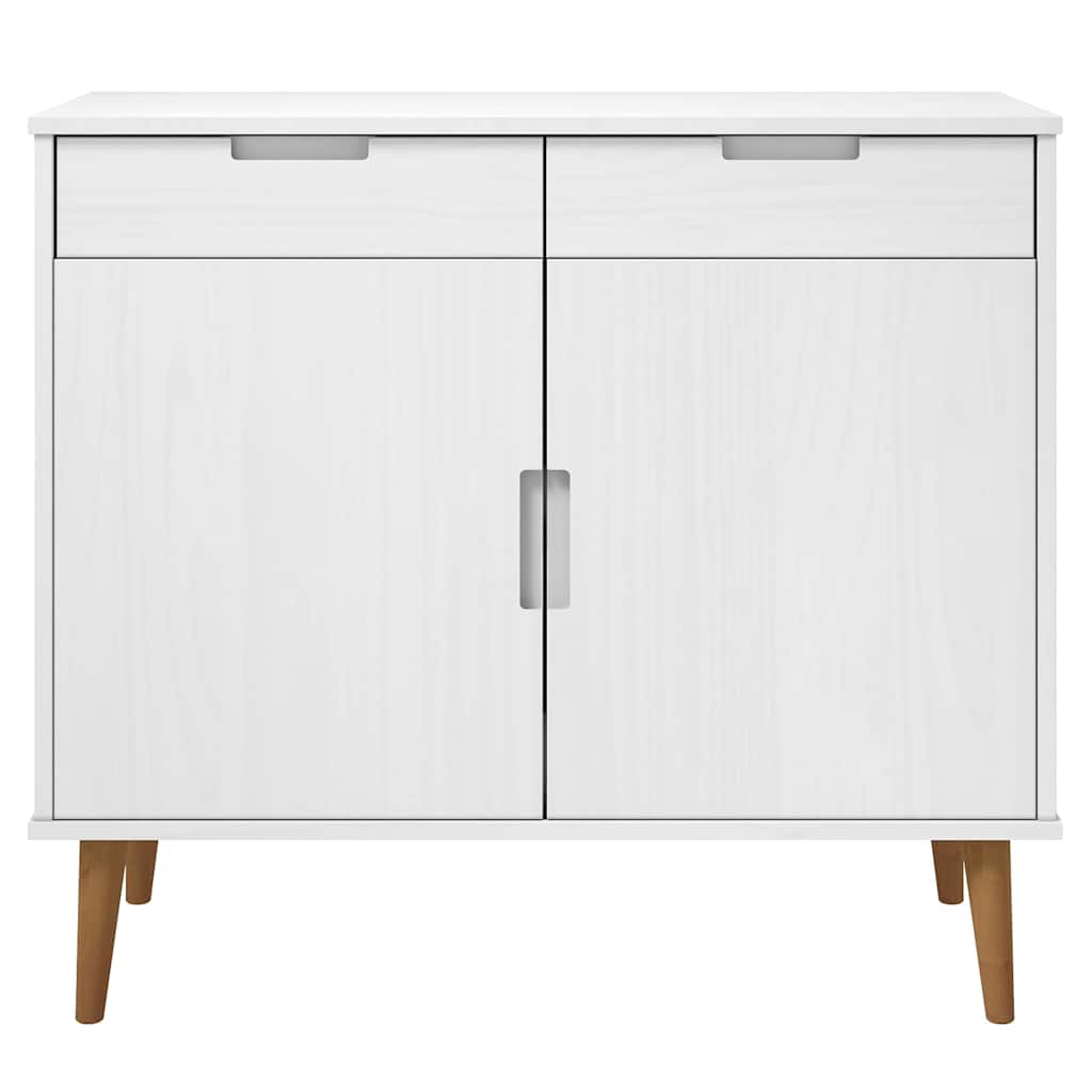Sideboard MOLDE Weiß 90x40x80 cm Massivholz Kiefer