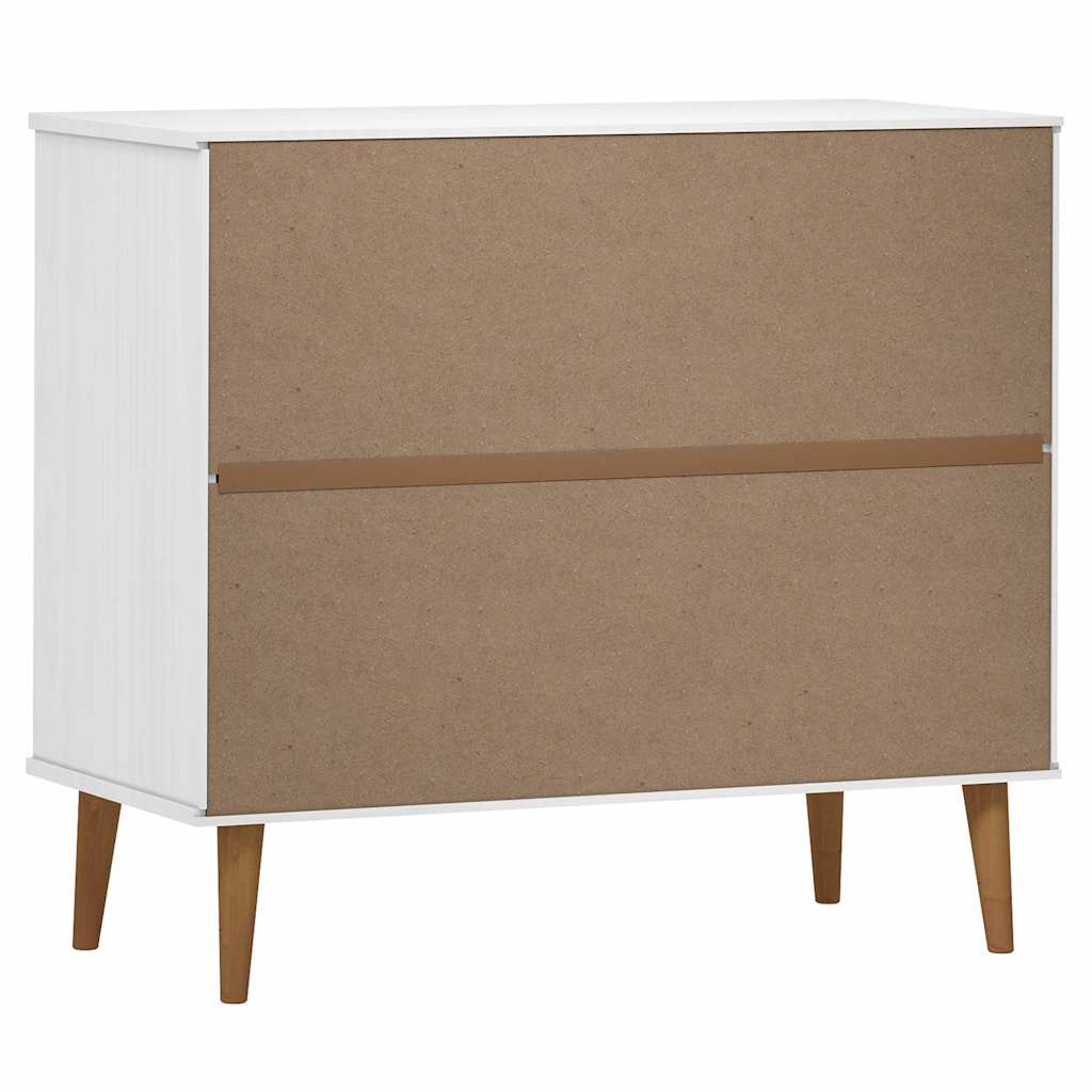 Sideboard MOLDE Weiß 90x40x80 cm Massivholz Kiefer