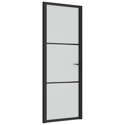 Innentür 76x201,5 cm Schwarz Mattglas und Aluminium
