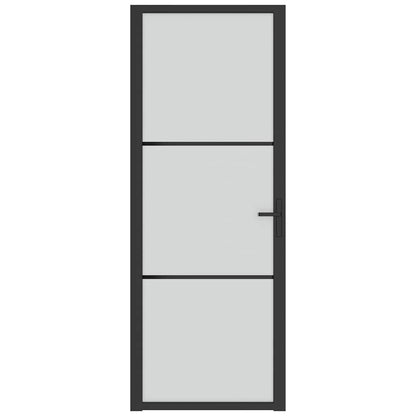 Innentür 76x201,5 cm Schwarz Mattglas und Aluminium