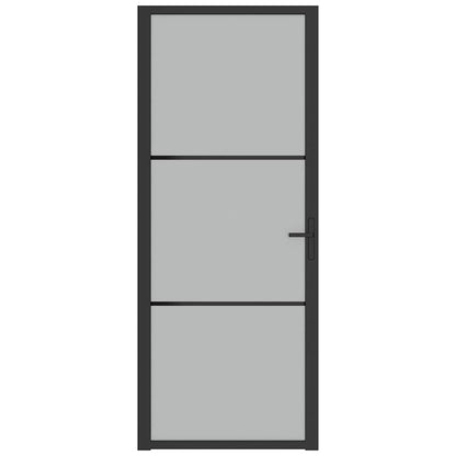 Innentür 83x201,5 cm Schwarz Mattglas und Aluminium