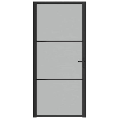 Innentür 93x201,5 cm Schwarz Mattglas und Aluminium