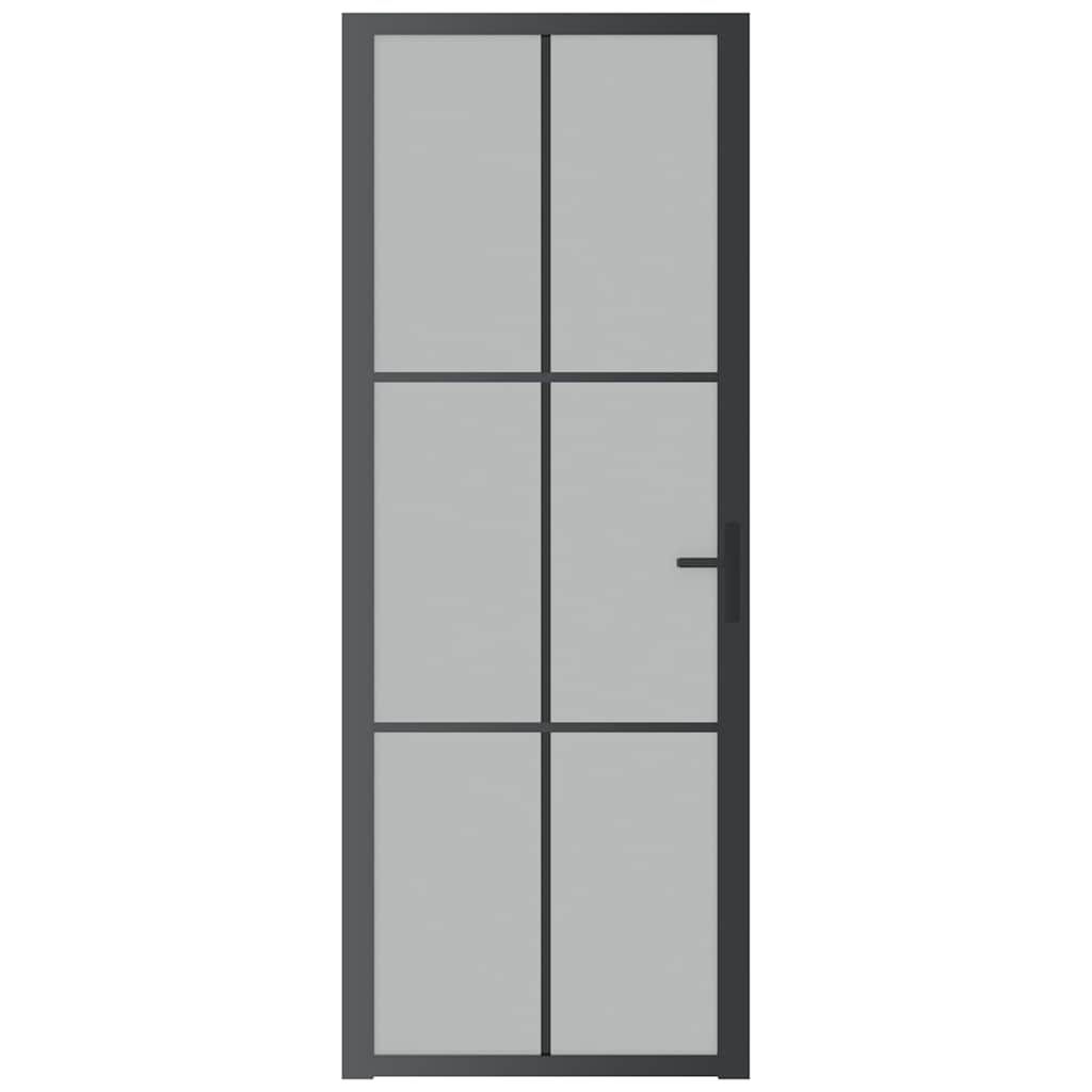 Innentür 76x201,5 cm Schwarz Mattglas und Aluminium