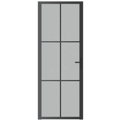 Innentür 76x201,5 cm Schwarz Mattglas und Aluminium