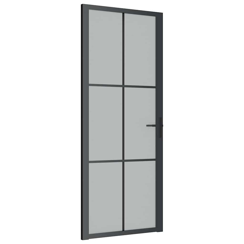 Innentür 83x201,5 cm Schwarz Mattglas und Aluminium