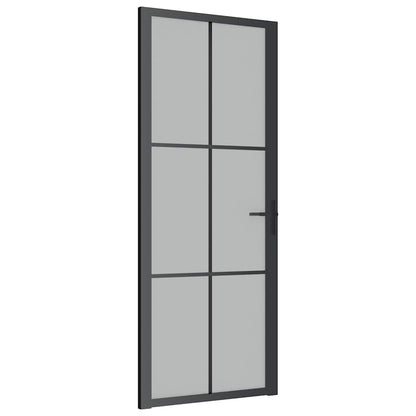 Innentür 83x201,5 cm Schwarz Mattglas und Aluminium
