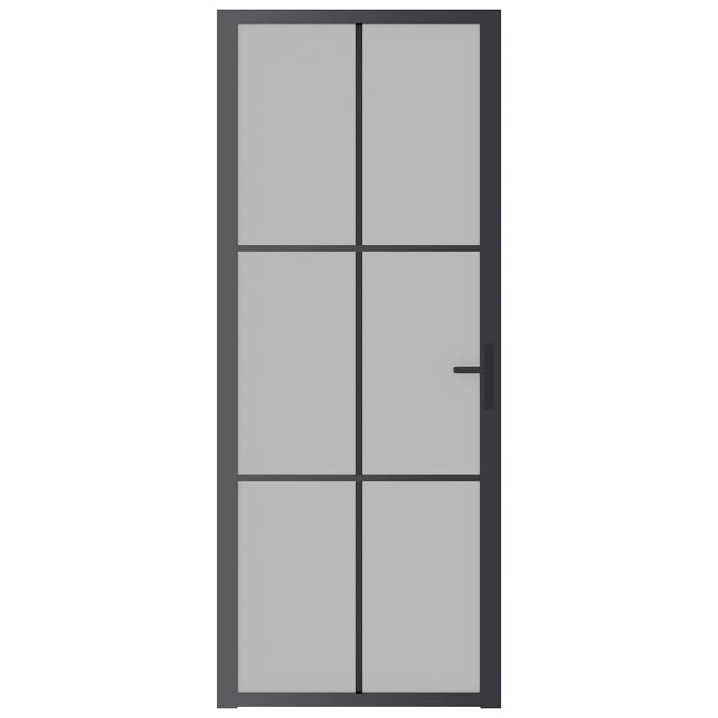 Innentür 83x201,5 cm Schwarz Mattglas und Aluminium